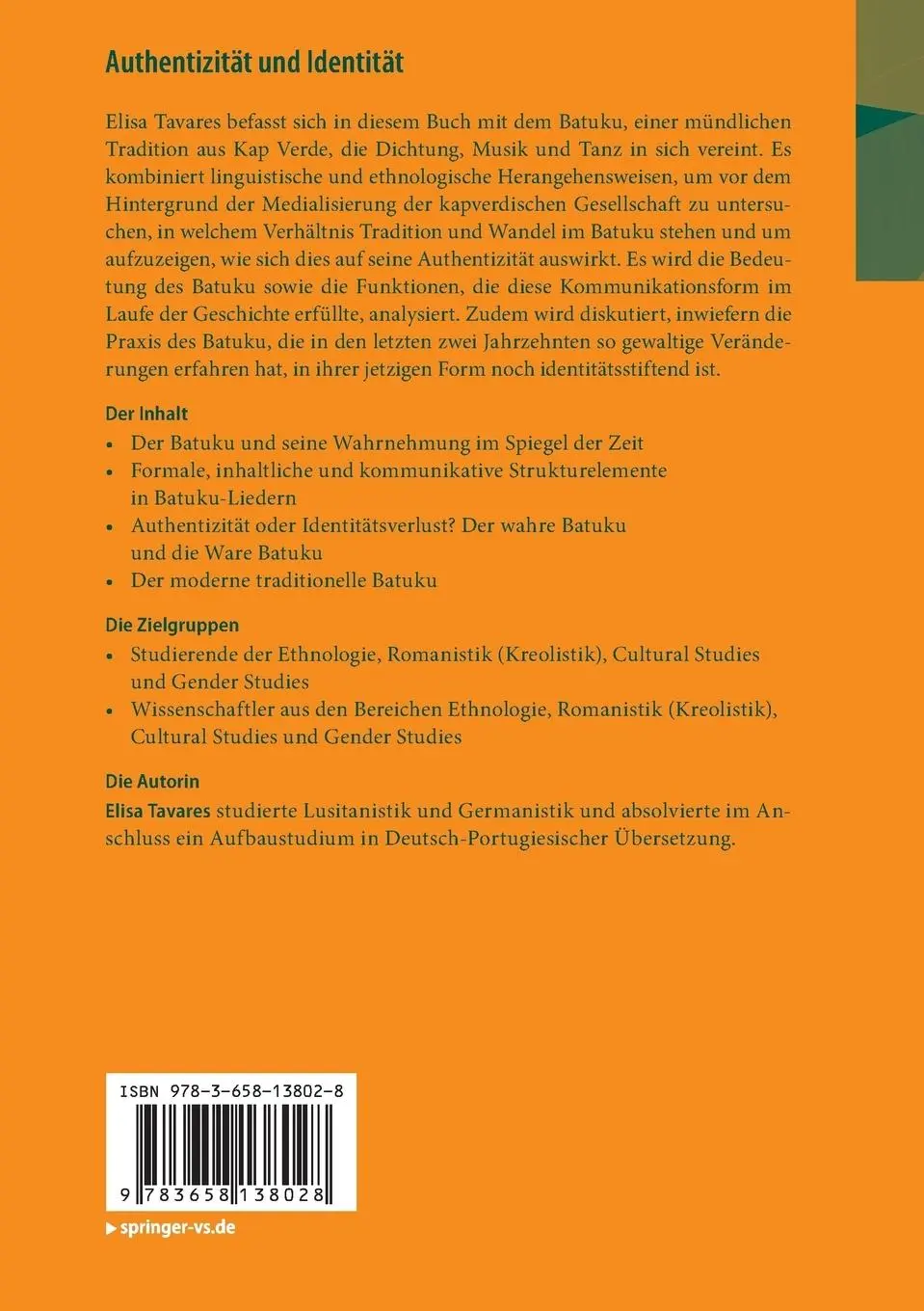 Rückseite: 9783658138028 | Authentizität und Identität | Elisa Tavares | Taschenbuch | xviii