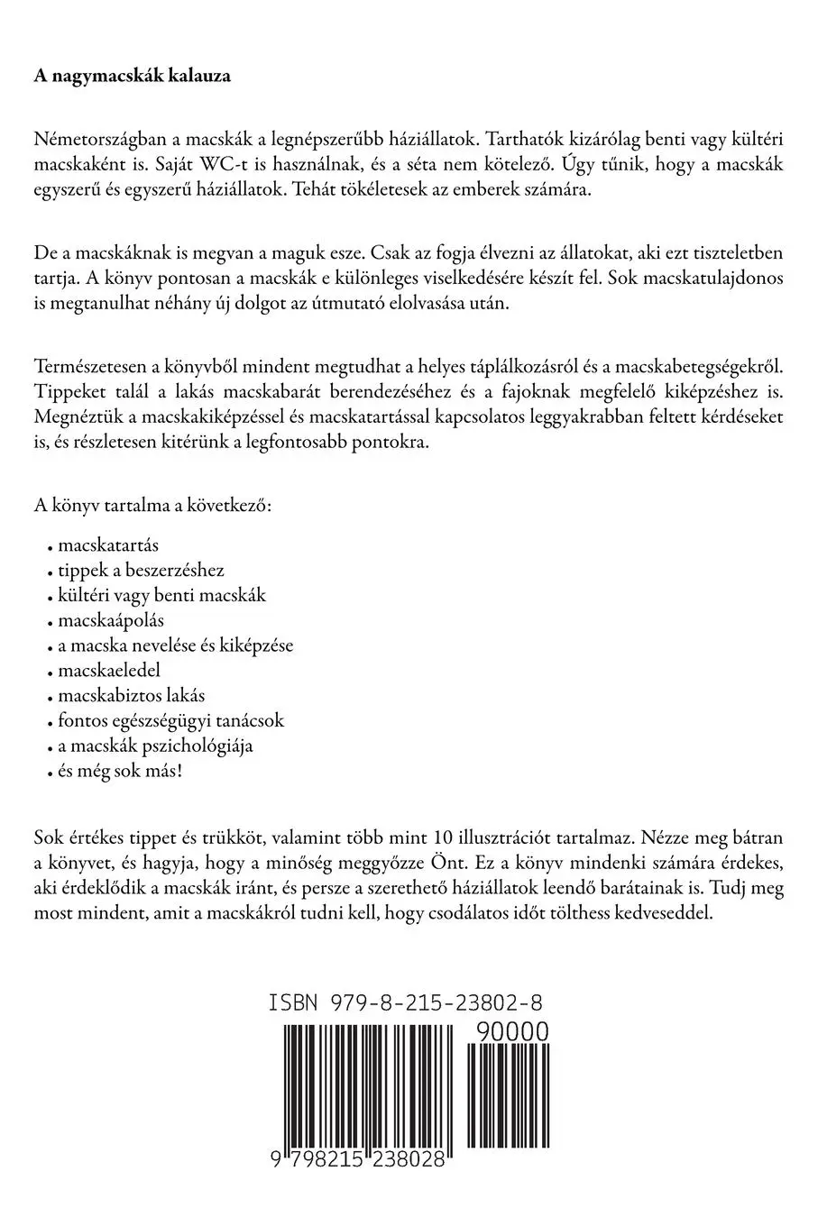 Rückseite: 9798215238028 | Macskaoktatás, Macskaképzés, Macskatáplálás és Még Sok Minden Más