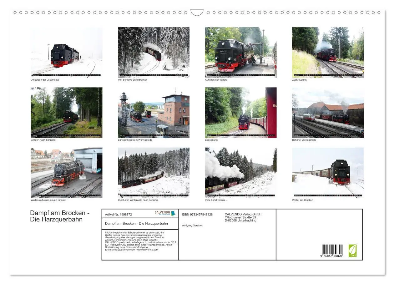 Bild: 9783457848128 | Dampf am Brocken - Die Harzquerbahn (Wandkalender 2026 DIN A2...