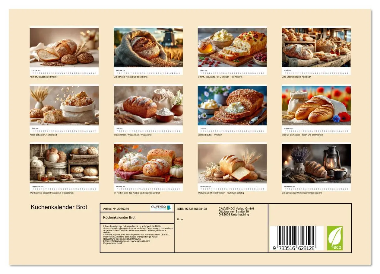 Bild: 9783516628128 | Küchenkalender Brot (Wandkalender 2026 DIN A4 quer), CALVENDO...