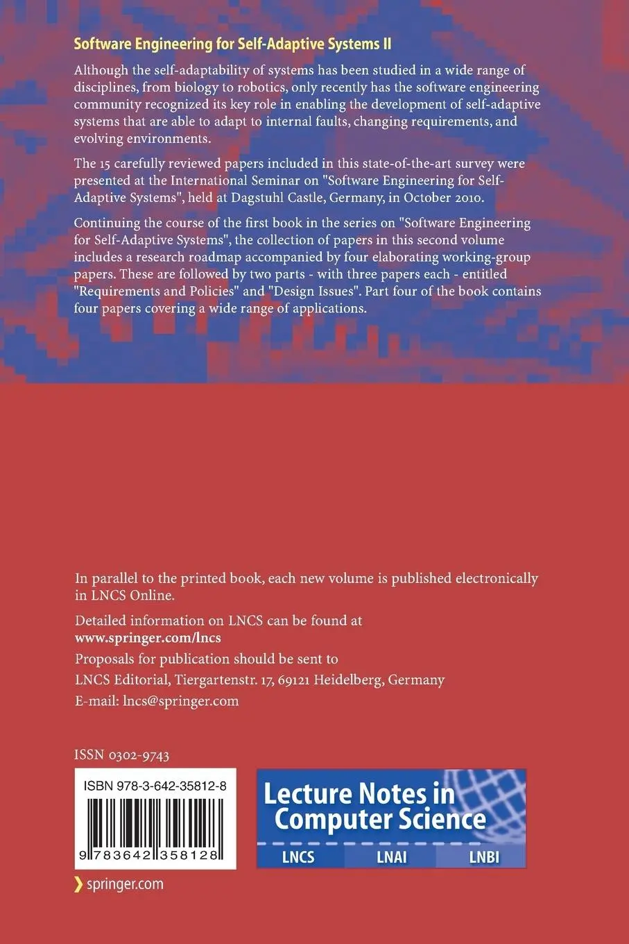 Rückseite: 9783642358128 | Software Engineering for Self-Adaptive Systems | Lemos (u. a.) | Buch