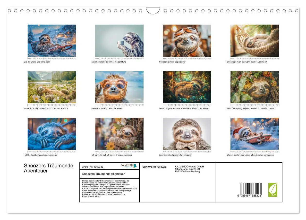 Bild: 9783457388228 | Snoozers Träumende Abenteuer (Wandkalender 2026 DIN A3 quer),...