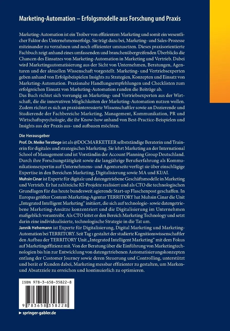 Rückseite: 9783658358228 | Marketing-Automation - Erfolgsmodelle aus Forschung und Praxis | Buch
