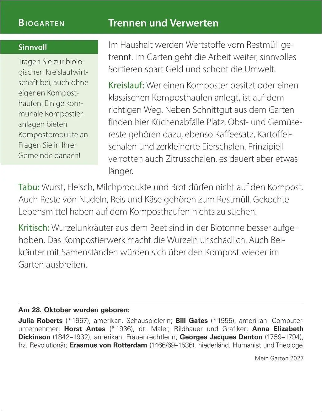 Bild: 9783840038228 | Mein Garten Tagesabreißkalender 2027 - Praktische Tipps für 2027