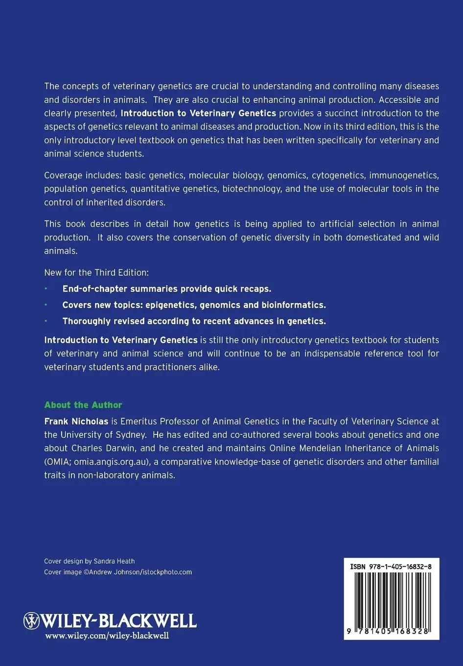 Rückseite: 9781405168328 | Introduction to Veterinary Genetics | Frank W. Nicholas | Taschenbuch