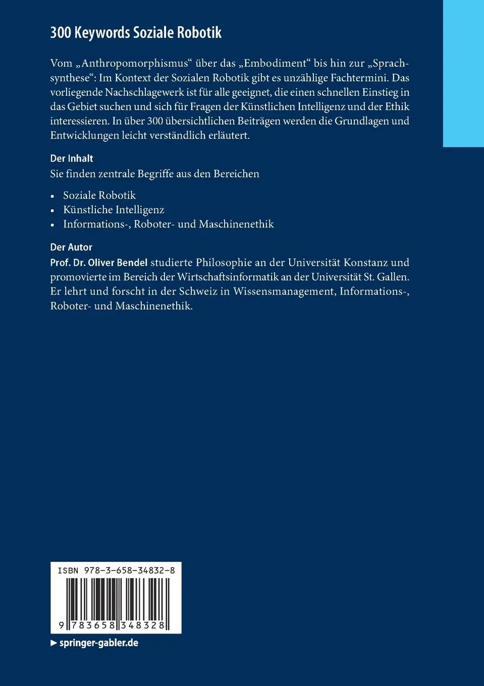 Rückseite: 9783658348328 | 300 Keywords Soziale Robotik | Oliver Bendel | Taschenbuch | Paperback