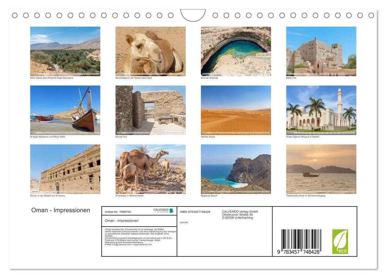 Bild: 9783457748428 | Oman - Impressionen (Wandkalender 2026 DIN A4 quer), CALVENDO...