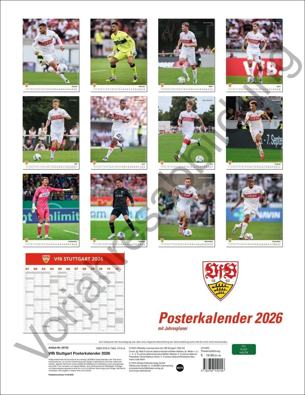 Rückseite: 9783756418428 | VfB Stuttgart Posterkalender 2027 | Heye | Kalender | Spiralbindung