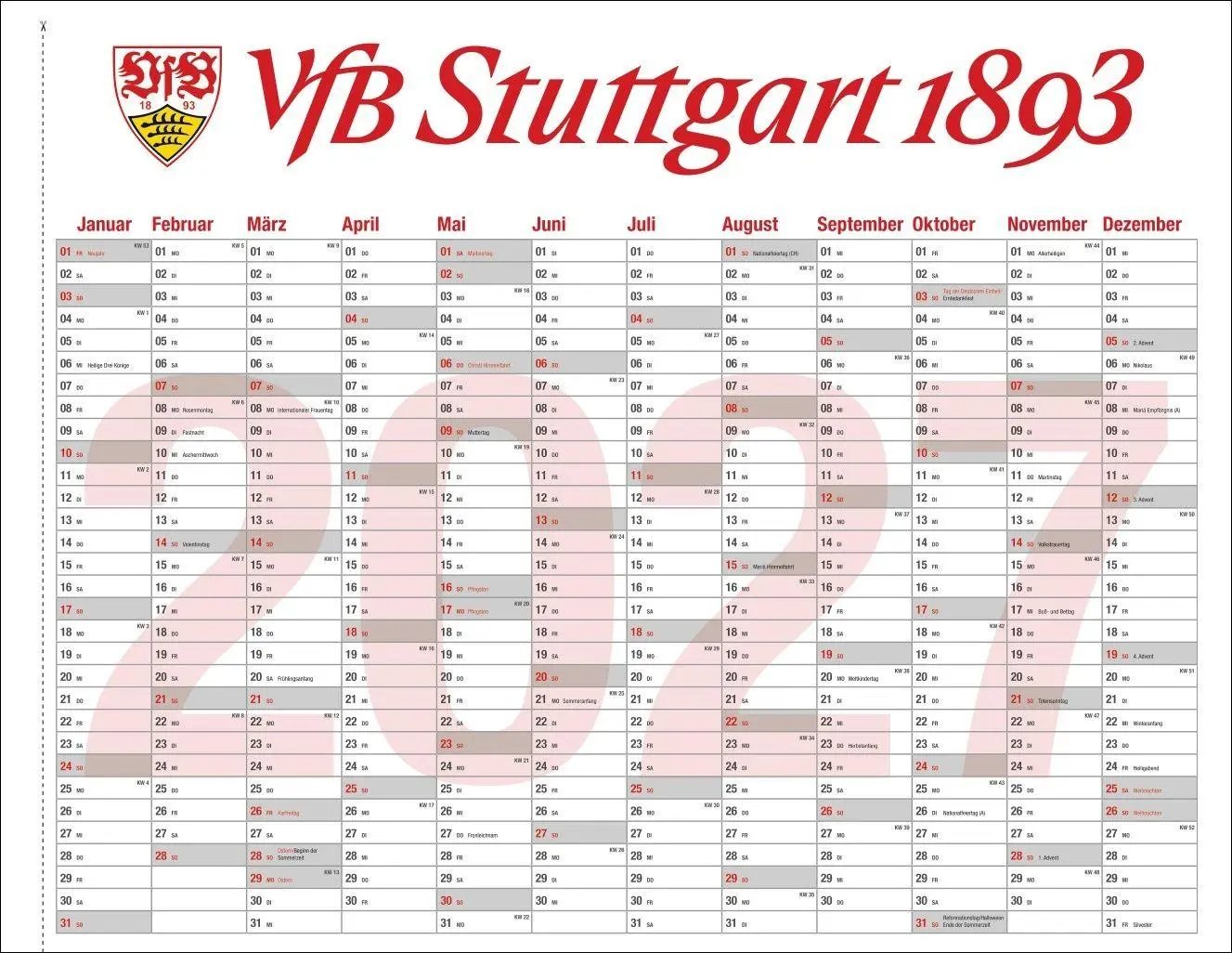 Bild: 9783756418428 | VfB Stuttgart Posterkalender 2027 | Heye | Kalender | Spiralbindung