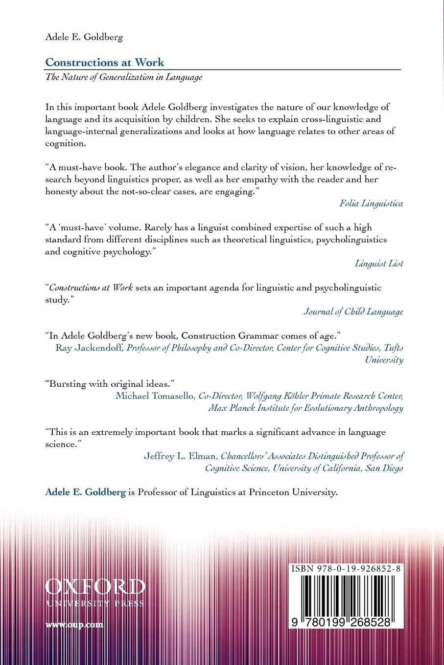 Rückseite: 9780199268528 | Constructions at Work | The Nature of Generalization in Language