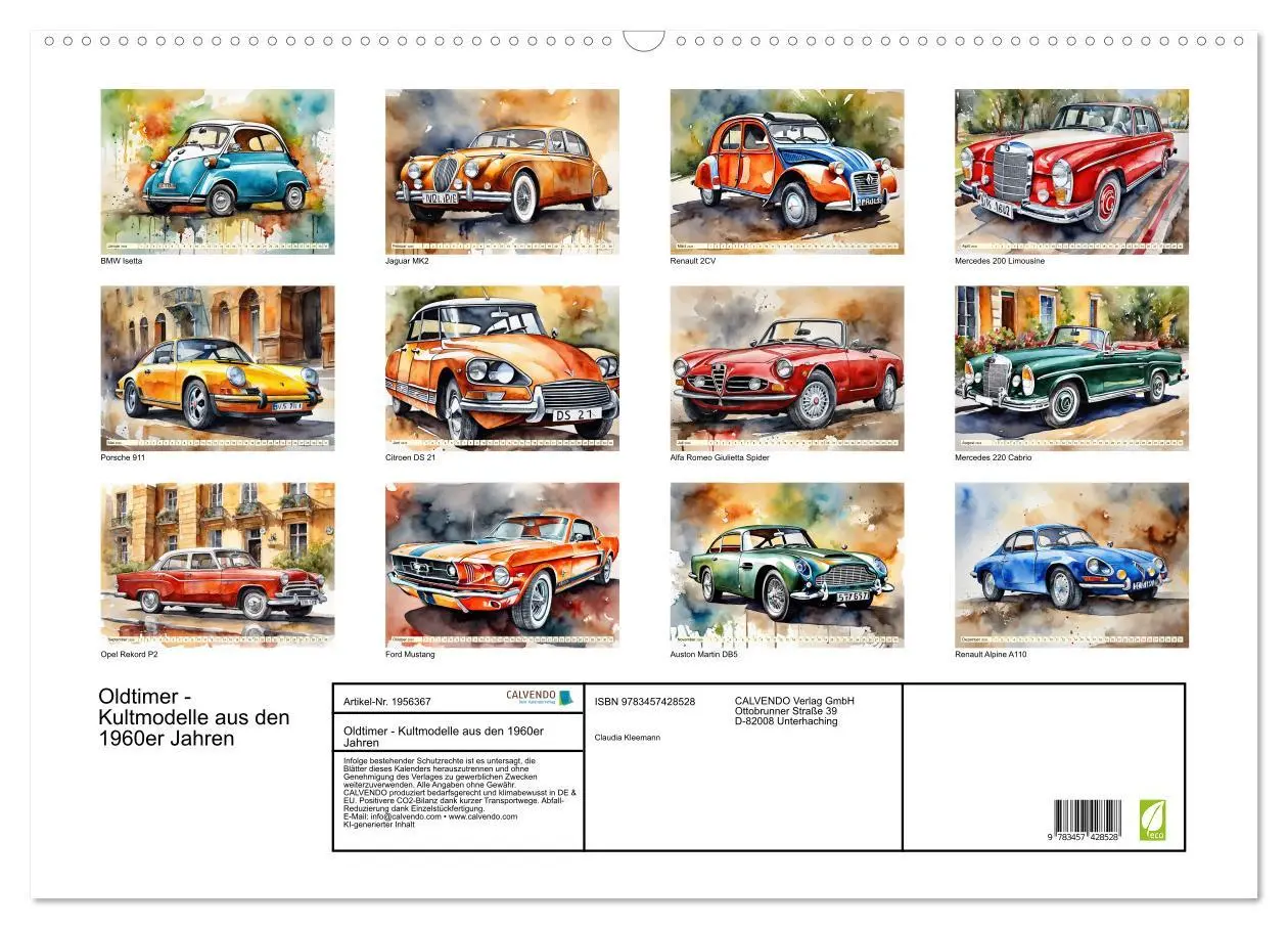 Bild: 9783457428528 | Oldtimer - Kultmodelle aus den 1960er Jahren (Wandkalender 2026 DIN...
