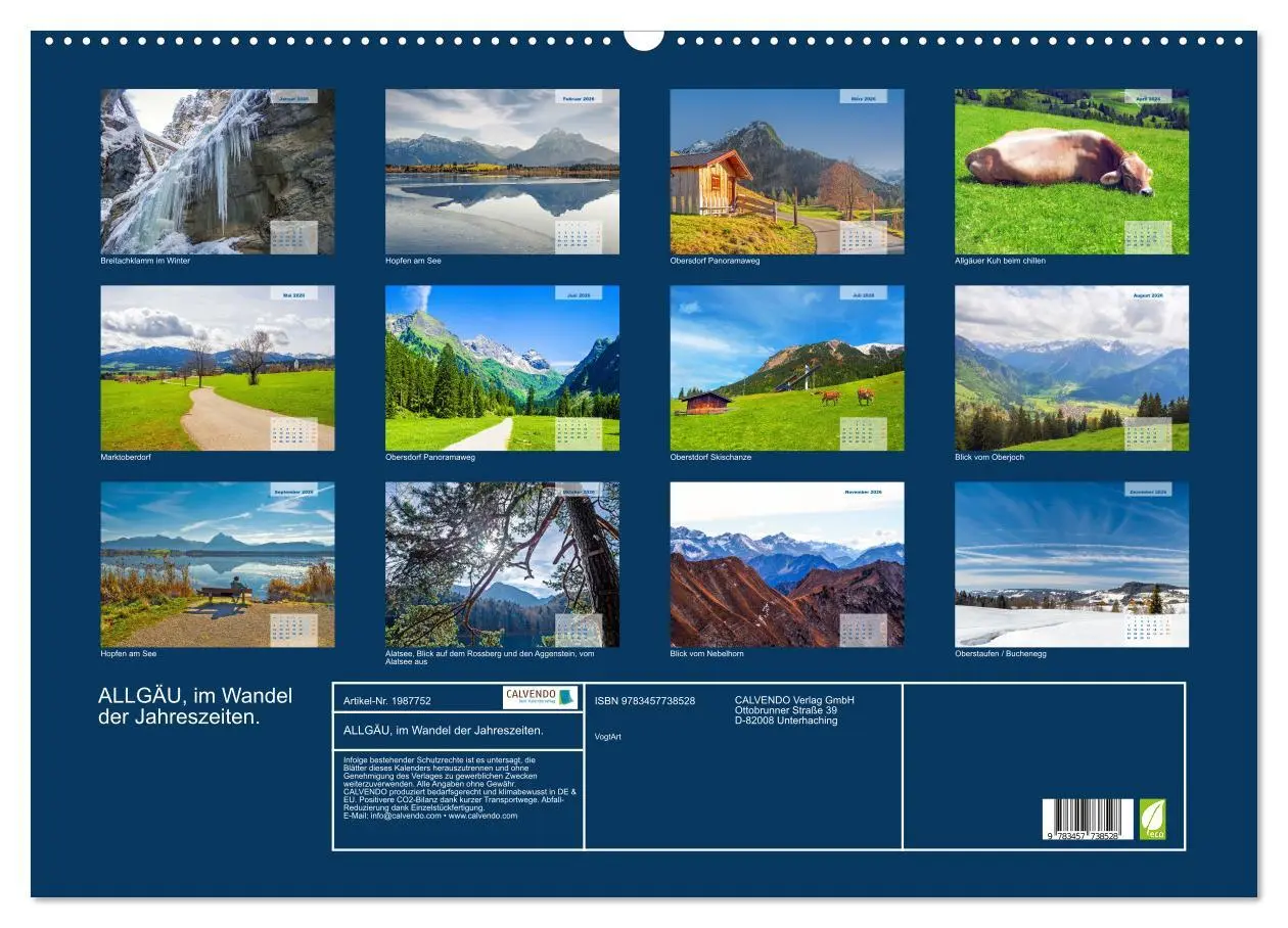 Bild: 9783457738528 | ALLGÄU, im Wandel der Jahreszeiten. (Wandkalender 2026 DIN A2...