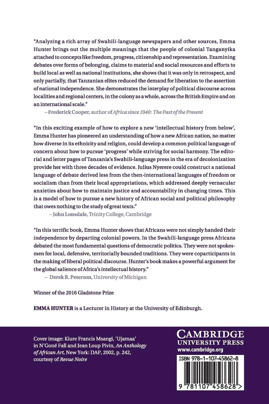 Rückseite: 9781107458628 | Political Thought and the Public Sphere in Tanzania | Emma Hunter