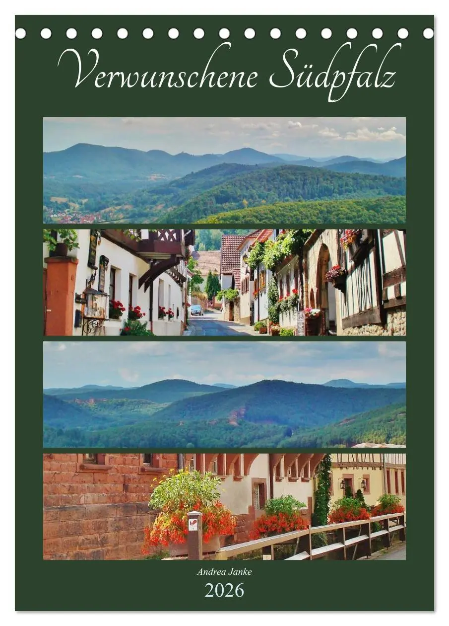 Cover: 9783516438628 | Verwunschene Südpfalz (Tischkalender 2026 DIN A5 hoch), CALVENDO...