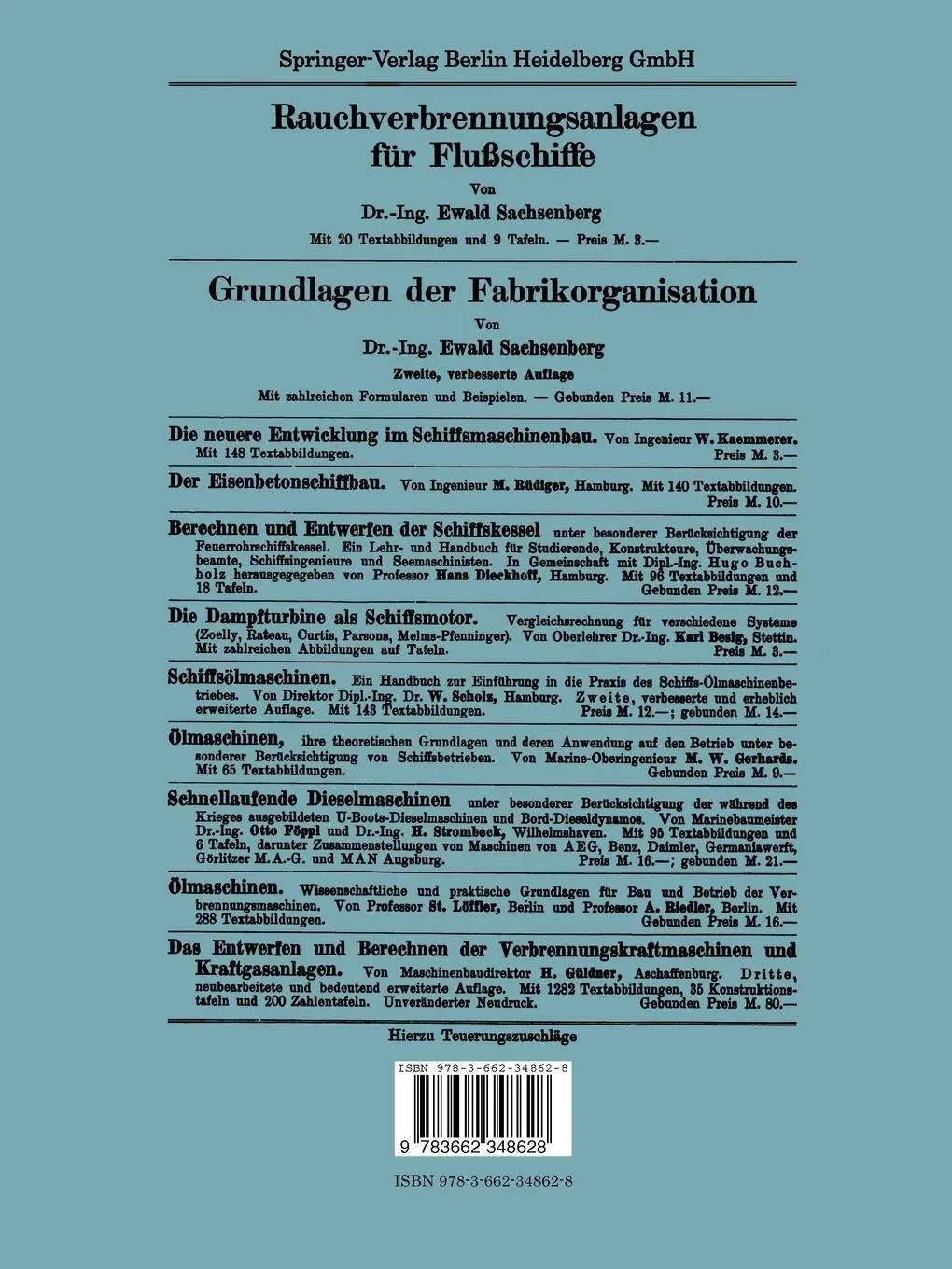 Rückseite: 9783662348628 | Kleinschiffbau | Ewald Sachsenberg | Taschenbuch | x | Deutsch
