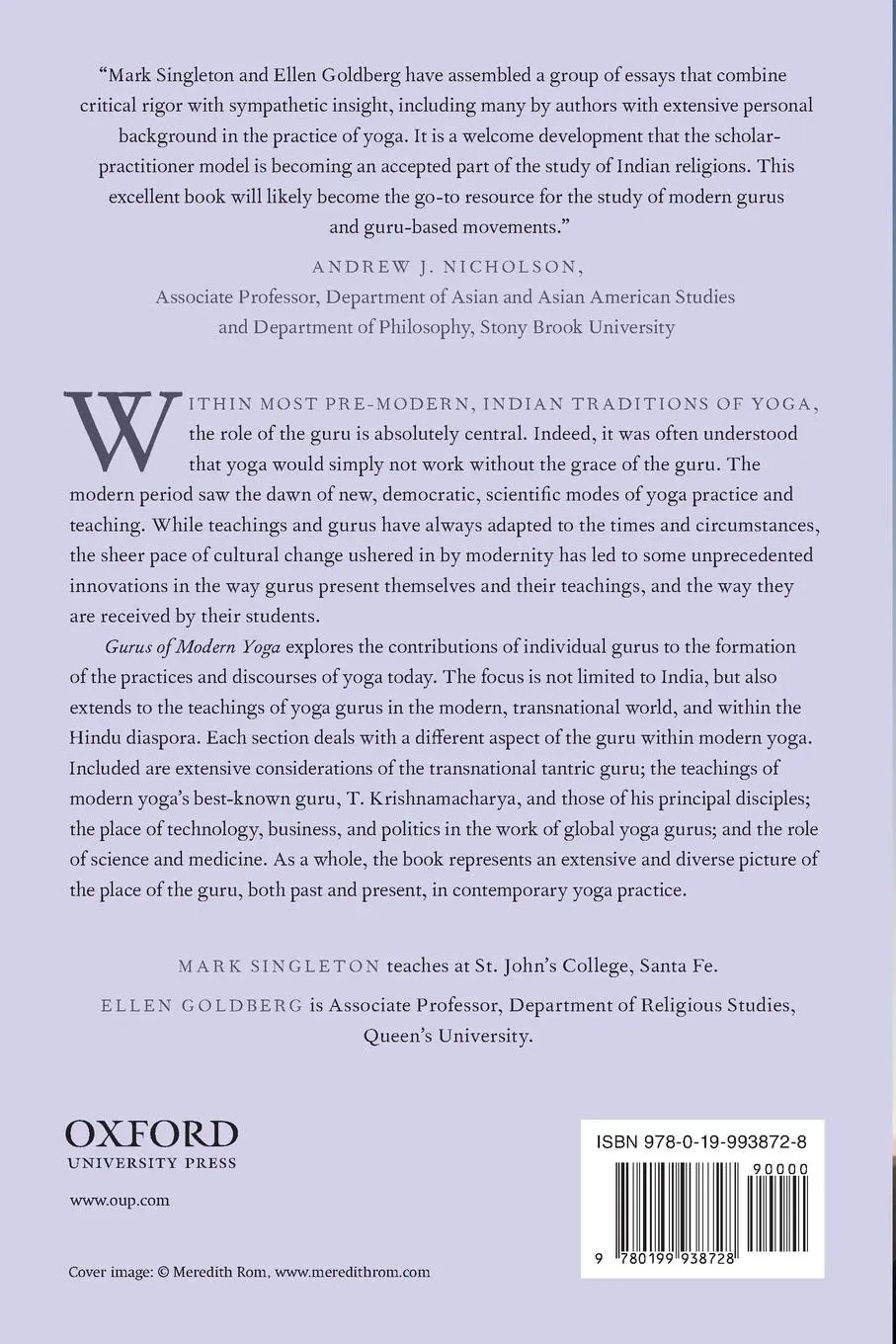 Rückseite: 9780199938728 | Gurus of Modern Yoga | Mark Singleton | Taschenbuch | Paperback | 2013