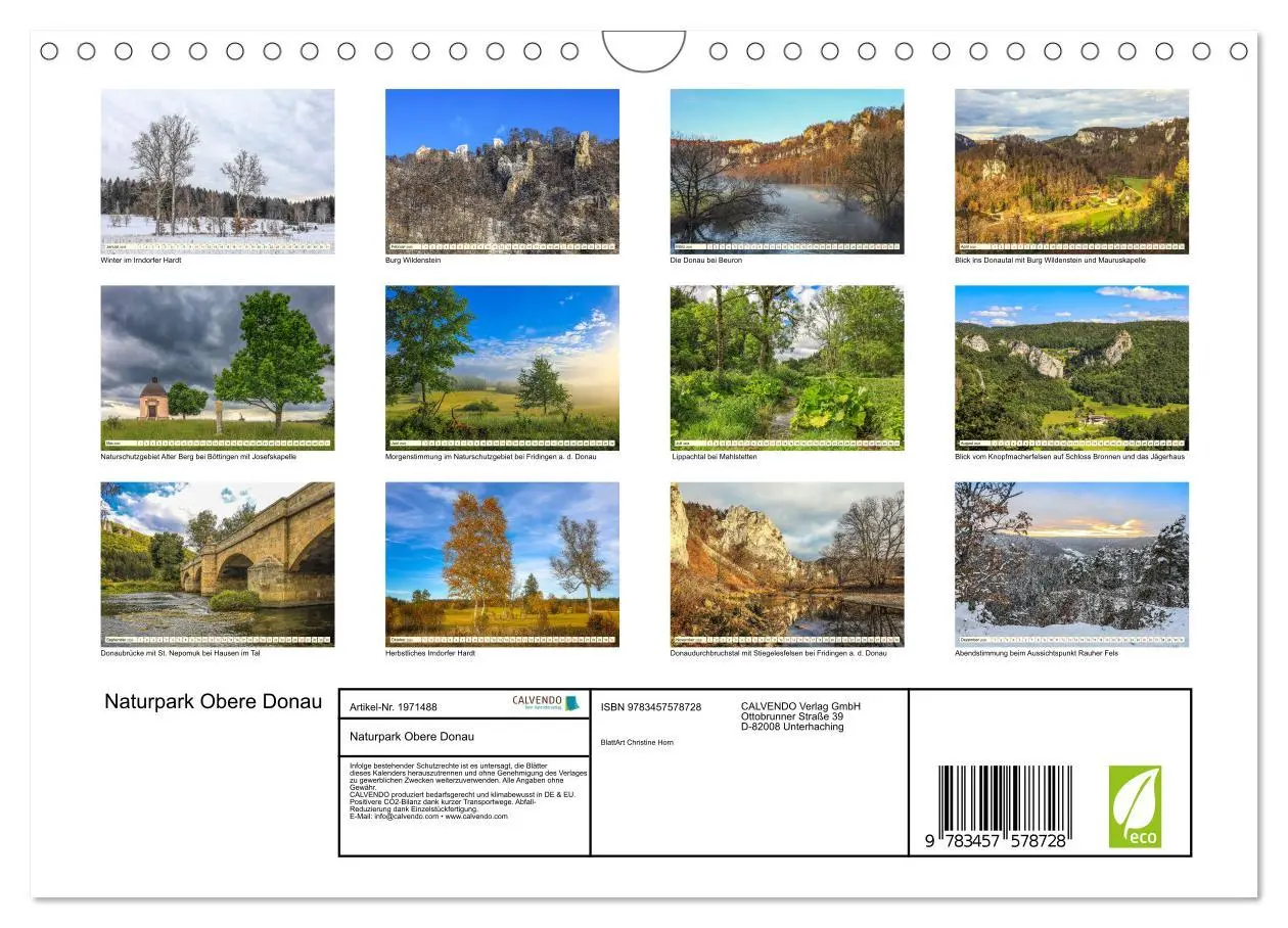 Bild: 9783457578728 | Naturpark Obere Donau (Wandkalender 2026 DIN A4 quer), CALVENDO...