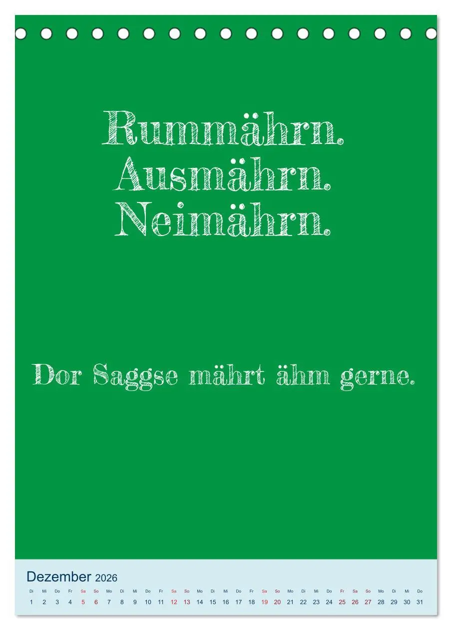 Bild: 9783516358728 | Humorvoller Mundartkalender Sachsen (Tischkalender 2026 DIN A5...