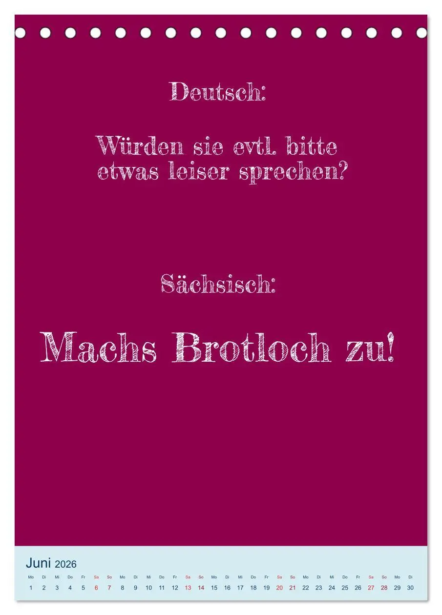 Bild: 9783516358728 | Humorvoller Mundartkalender Sachsen (Tischkalender 2026 DIN A5...