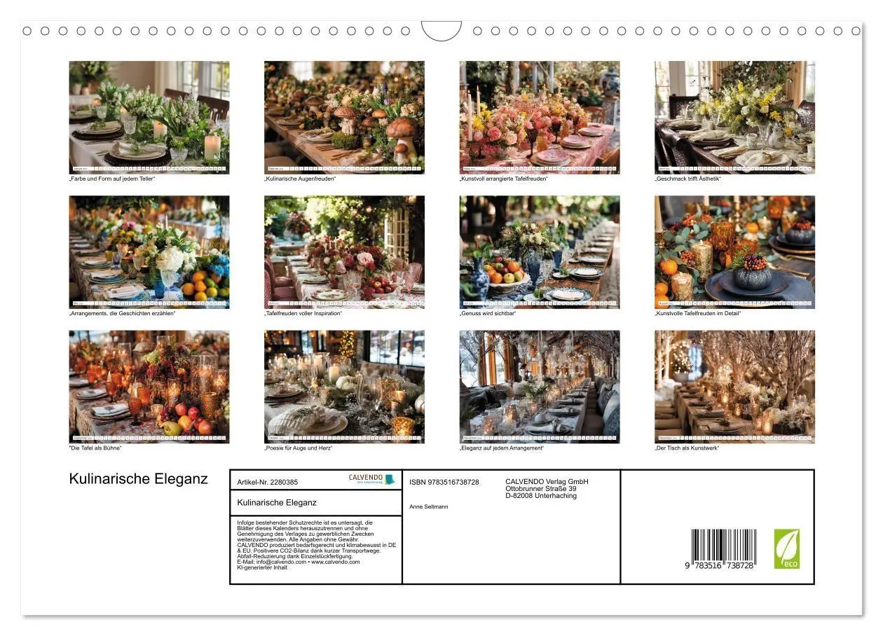 Bild: 9783516738728 | Kulinarische Eleganz (Wandkalender 2026 DIN A3 quer), CALVENDO...