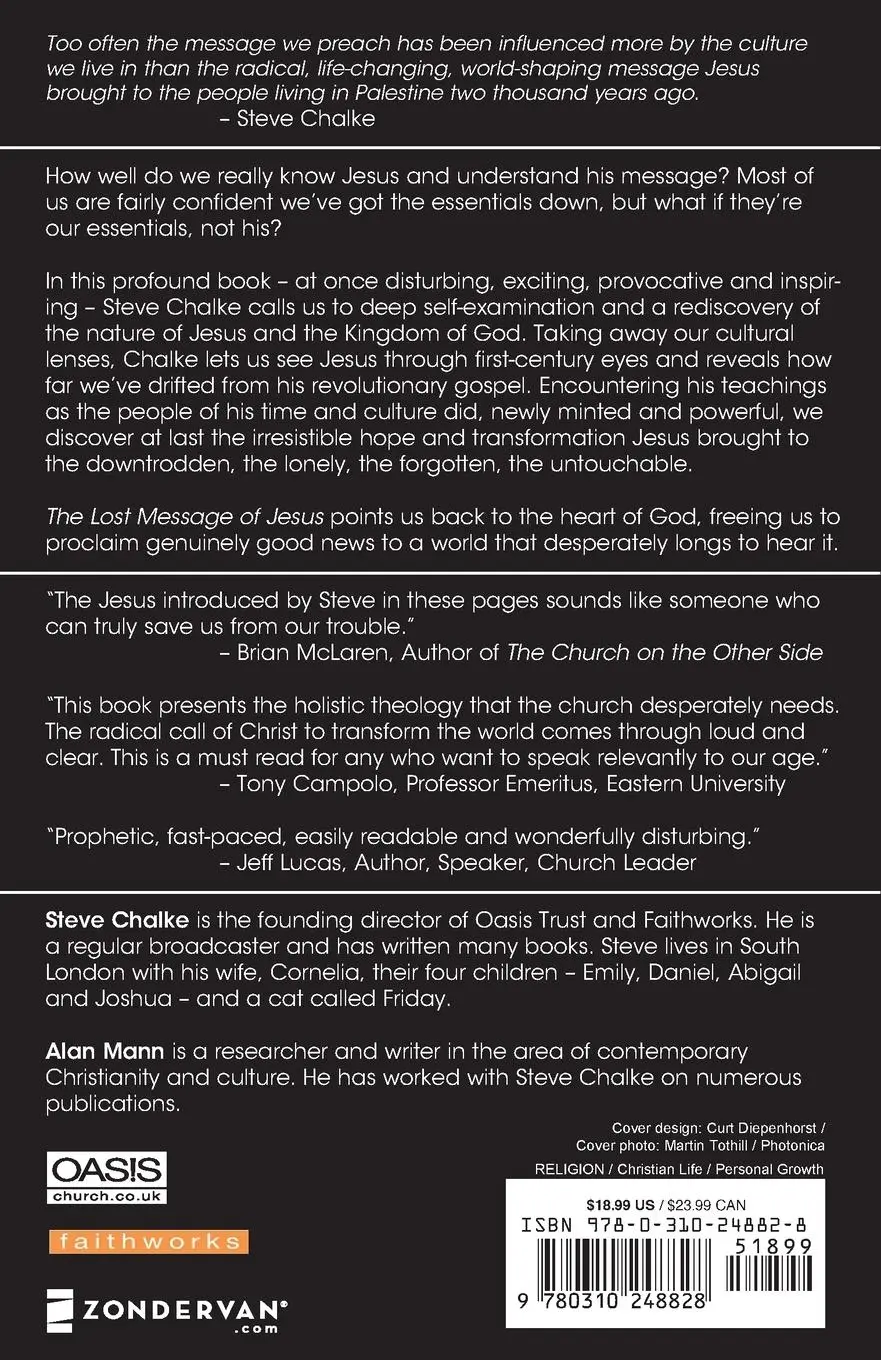 Rückseite: 9780310248828 | The Lost Message of Jesus | Steve Chalke (u. a.) | Taschenbuch | 2004