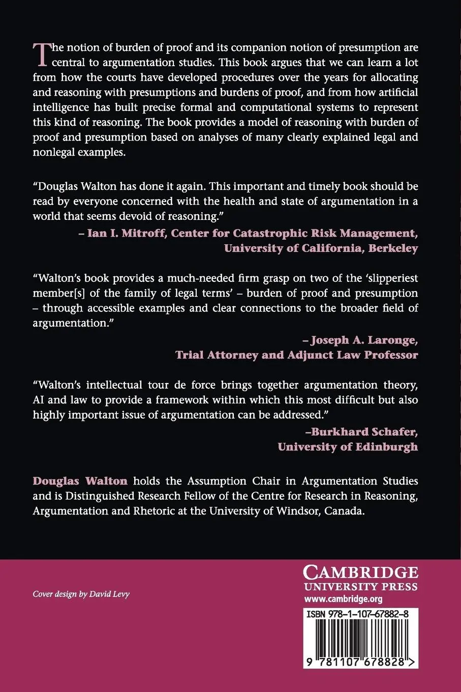 Rückseite: 9781107678828 | Burden of Proof, Presumption and Argumentation | Douglas Walton | Buch