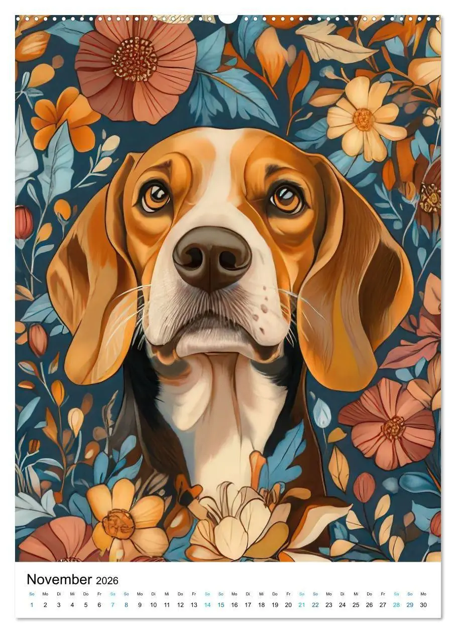 Bild: 9783516658828 | Beagle im Blumenmeer (Wandkalender 2026 DIN A2 hoch), CALVENDO...