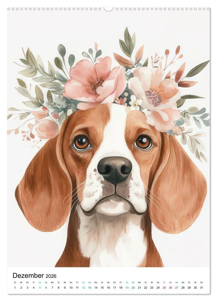 Bild: 9783516658828 | Beagle im Blumenmeer (Wandkalender 2026 DIN A2 hoch), CALVENDO...