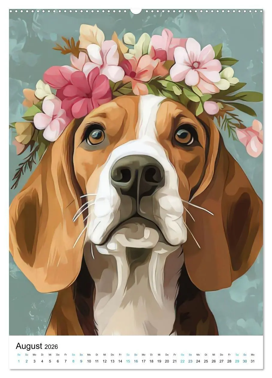 Bild: 9783516658828 | Beagle im Blumenmeer (Wandkalender 2026 DIN A2 hoch), CALVENDO...