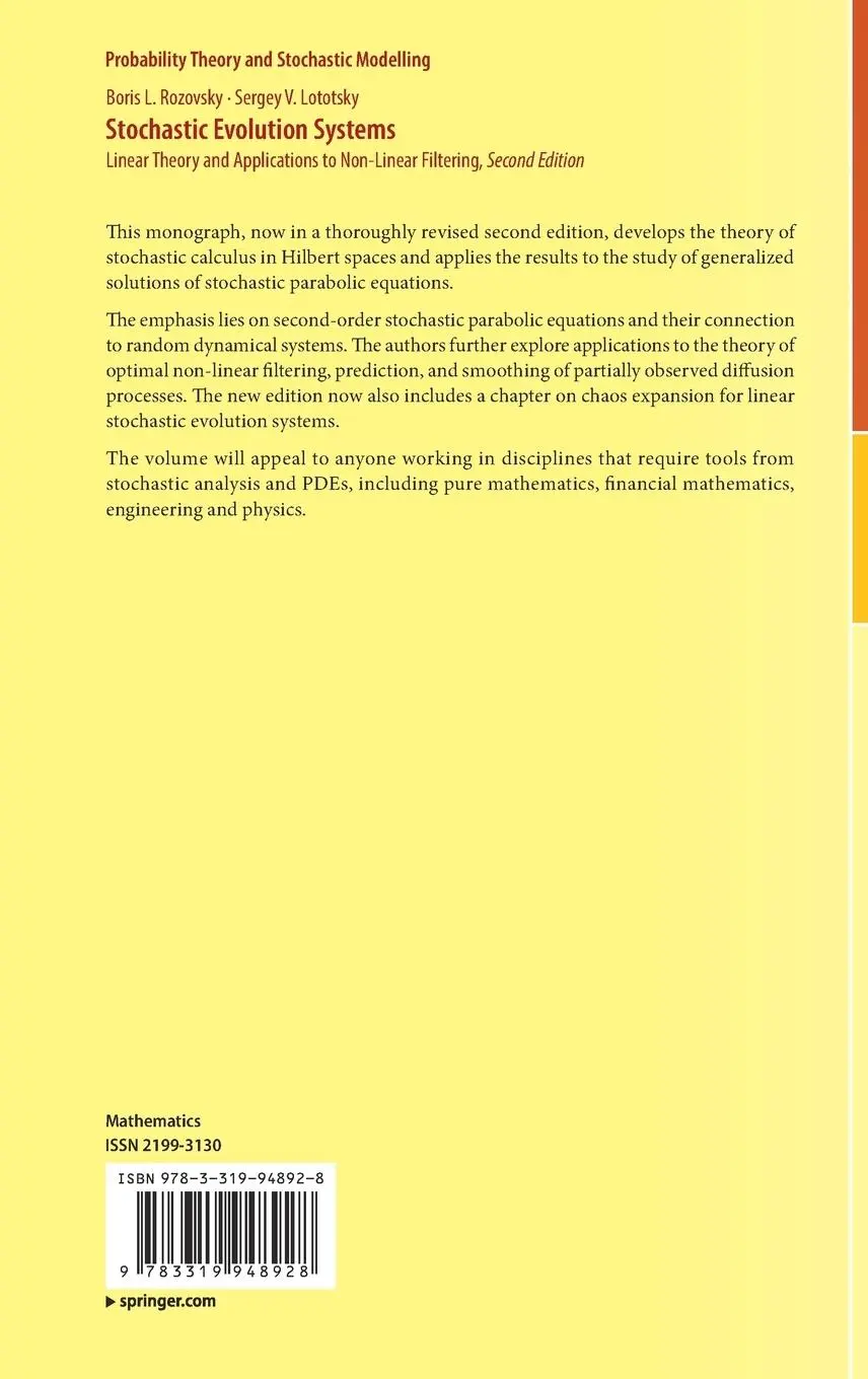 Rückseite: 9783319948928 | Stochastic Evolution Systems | Sergey V. Lototsky (u. a.) | Buch | xvi