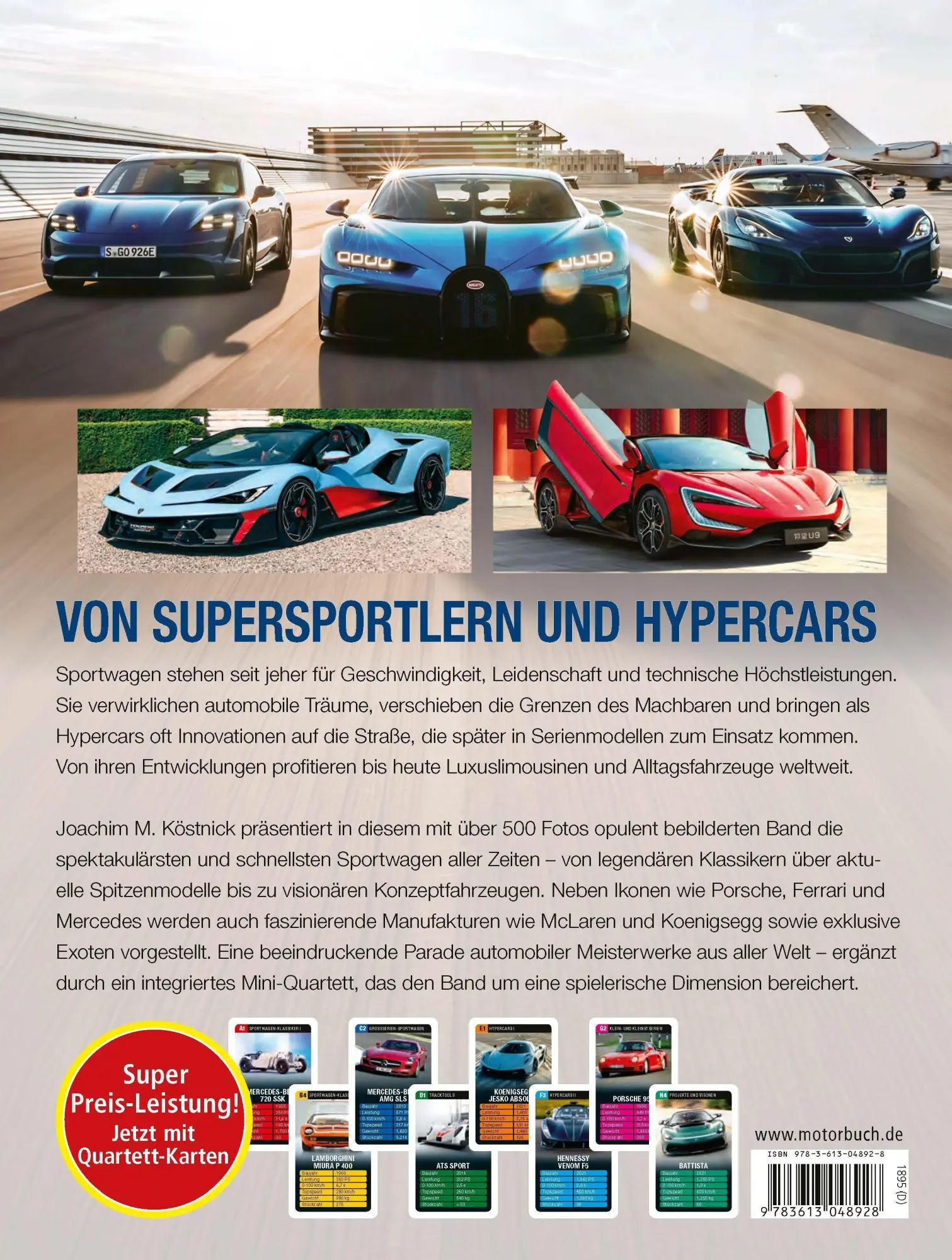 Rückseite: 9783613048928 | Supersportwagen aus aller Welt | Mit heraustrennbaren Quartett-Karten