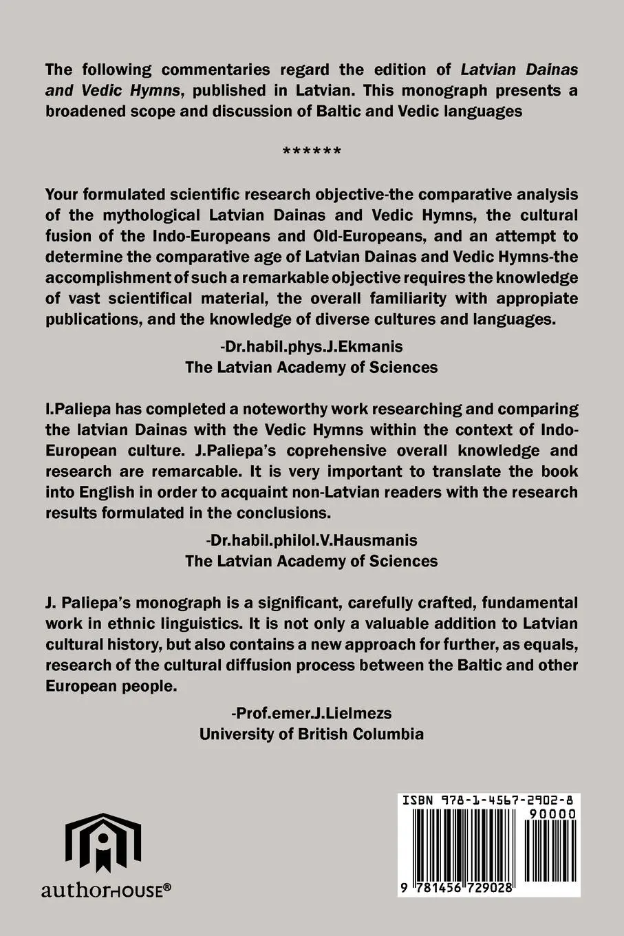 Rückseite: 9781456729028 | The Origin of the Baltic and Vedic Languages | Baltic Mythology | Buch