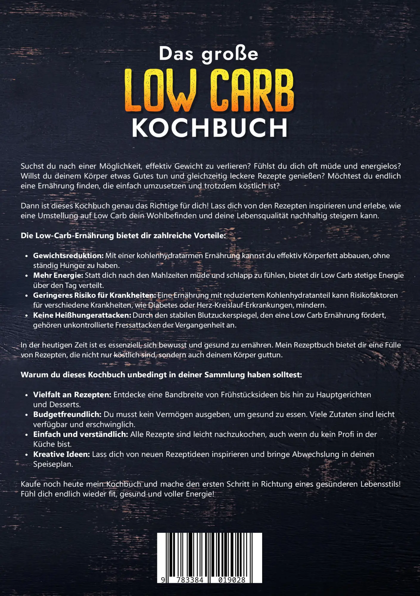 Rückseite: 9783384019028 | Das große Low Carb Kochbuch | Vanessa Zimmermann | Taschenbuch | 2023