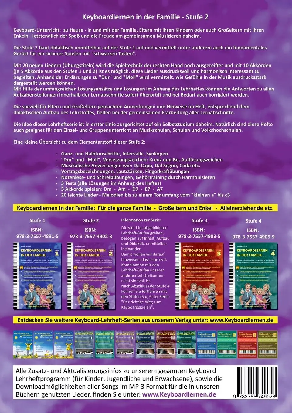 Rückseite: 9783755749028 | Keyboardlernen in der Familie (Stufe 2) | Peter Grosche | Taschenbuch