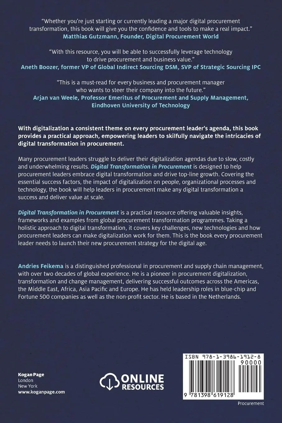 Rückseite: 9781398619128 | Digital Transformation in Procurement | Andries Feikema | Taschenbuch