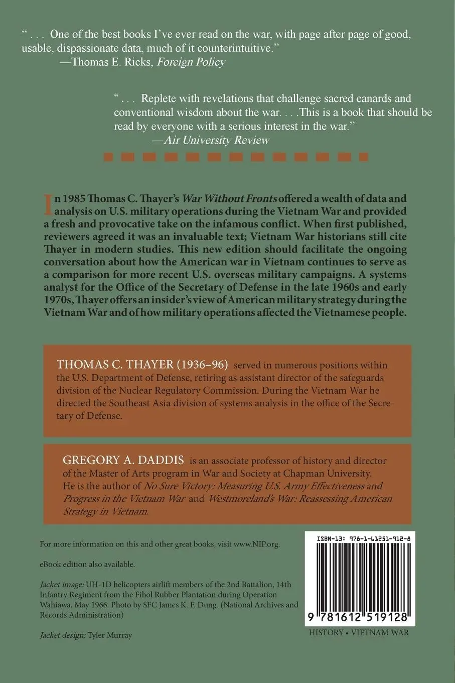 Rückseite: 9781612519128 | War Without Fronts | The American Experience in Vietnam | Thayer