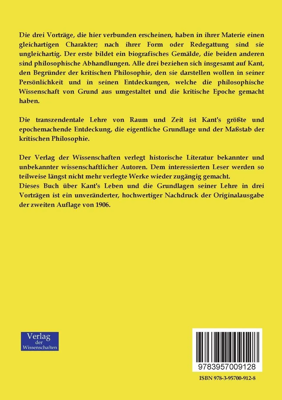 Rückseite: 9783957009128 | Kant´s Leben und die Grundlagen seiner Lehre | Kuno Fischer | Buch