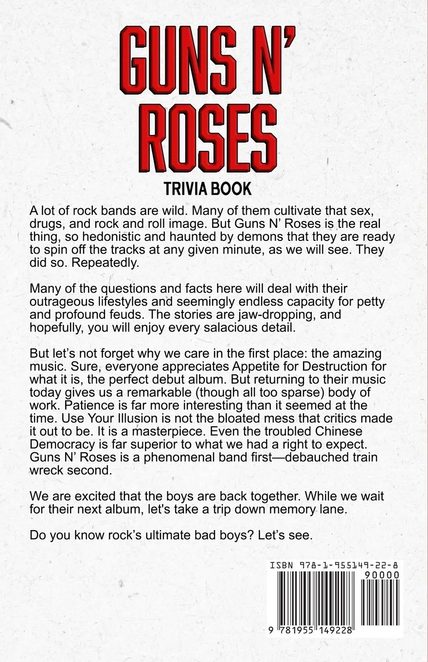Rückseite: 9781955149228 | Guns N' Roses Trivia Book | Dale Raynes | Taschenbuch | Englisch