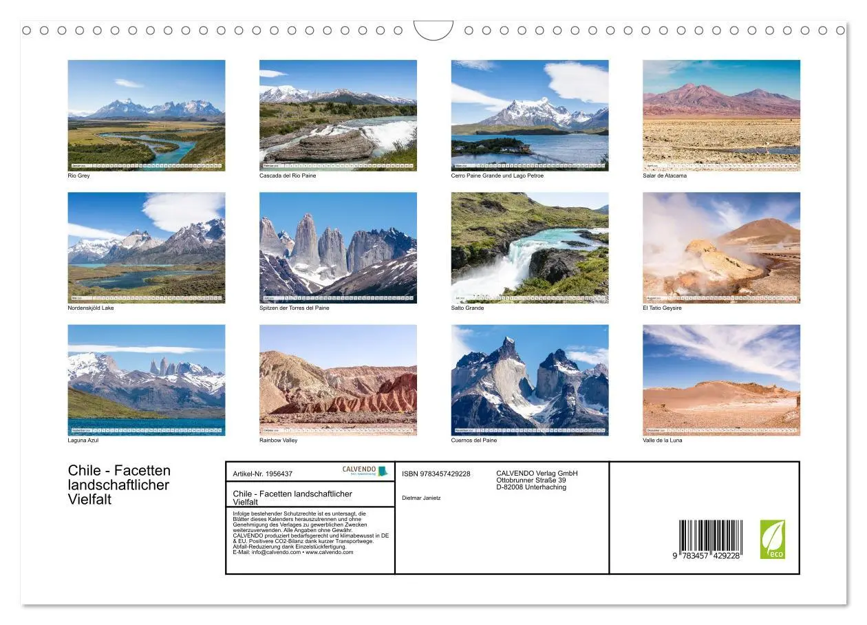 Bild: 9783457429228 | Chile - Facetten landschaftlicher Vielfalt (Wandkalender 2026 DIN...