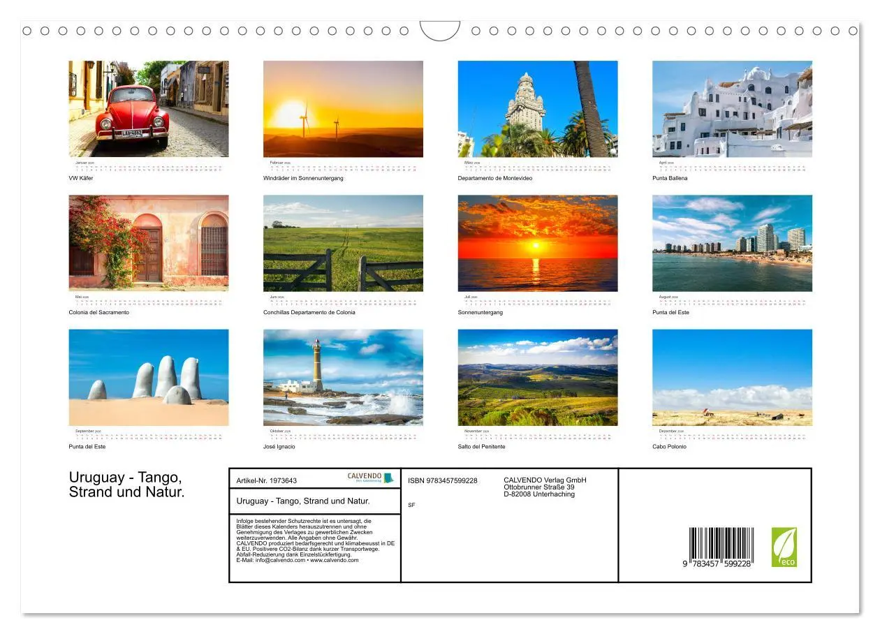Bild: 9783457599228 | Uruguay - Tango, Strand und Natur. (Wandkalender 2026 DIN A3 quer),...