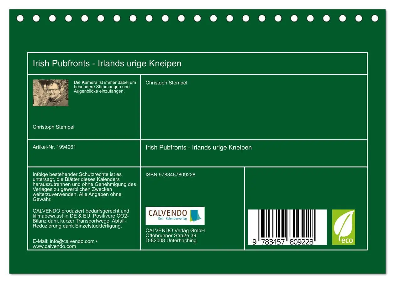 Bild: 9783457809228 | Irish Pubfronts - Irlands urige Kneipen (Tischkalender 2026 DIN A5...
