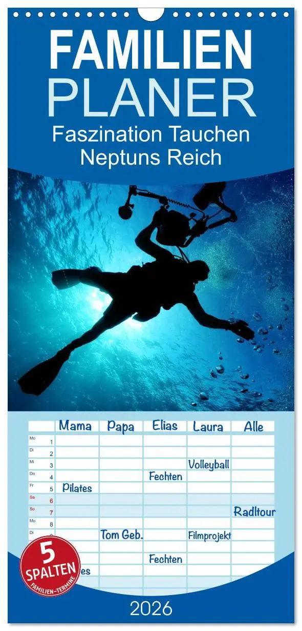 Cover: 9783516519228 | Familienplaner 2026 - Faszination Tauchen - Neptuns Reich mit 5...