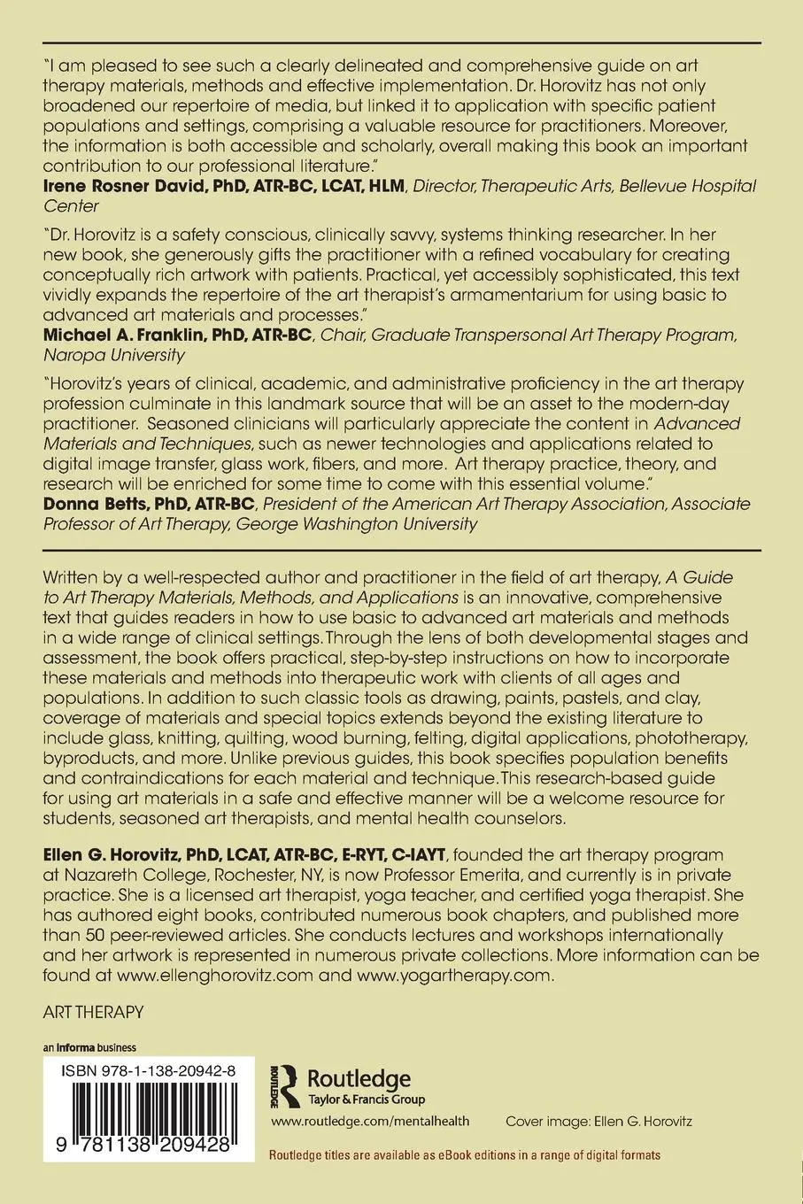 Rückseite: 9781138209428 | A Guide to Art Therapy Materials, Methods, and Applications | Horovitz
