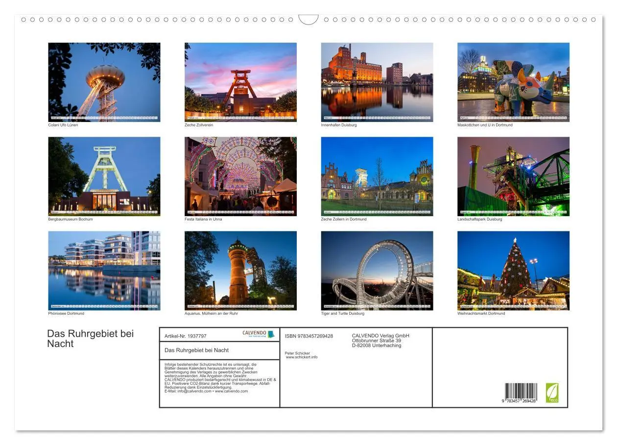 Bild: 9783457269428 | Das Ruhrgebiet bei Nacht (Wandkalender 2026 DIN A2 quer), CALVENDO...