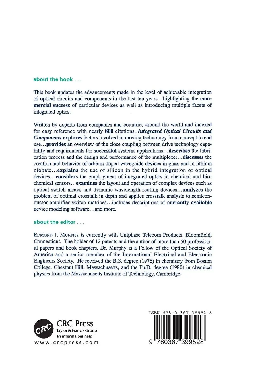 Rückseite: 9780367399528 | Integrated Optical Circuits and Components | Design and Applications