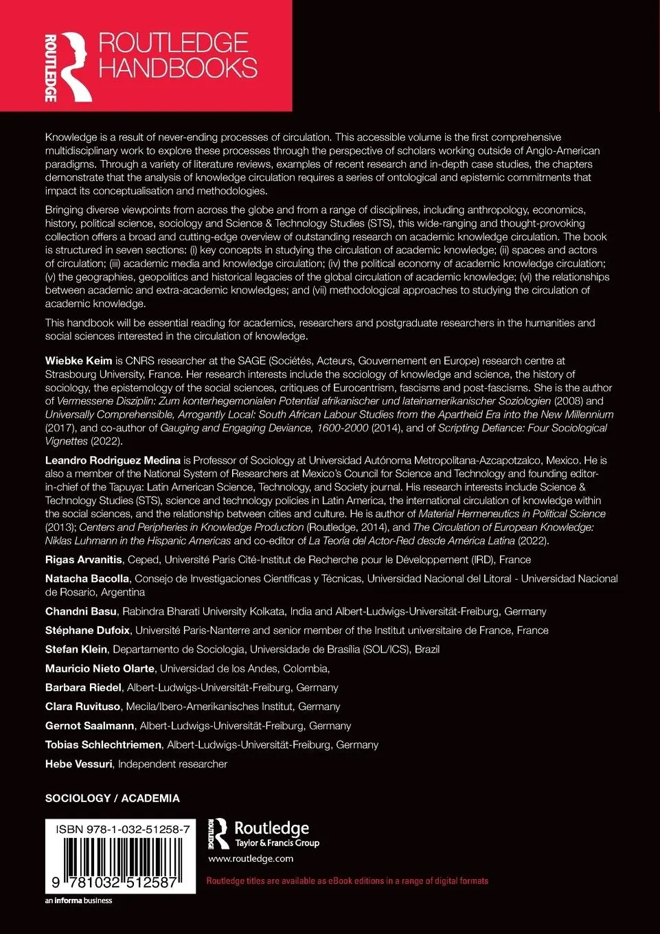 Rückseite: 9781032269528 | Routledge Handbook of Academic Knowledge Circulation | Keim (u. a.)
