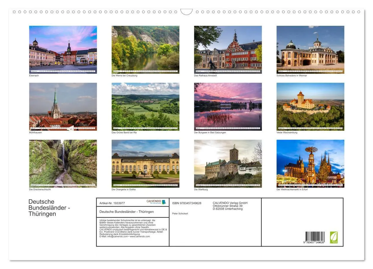 Bild: 9783457249628 | Deutsche Bundesländer - Thüringen (Wandkalender 2026 DIN A2 quer),...