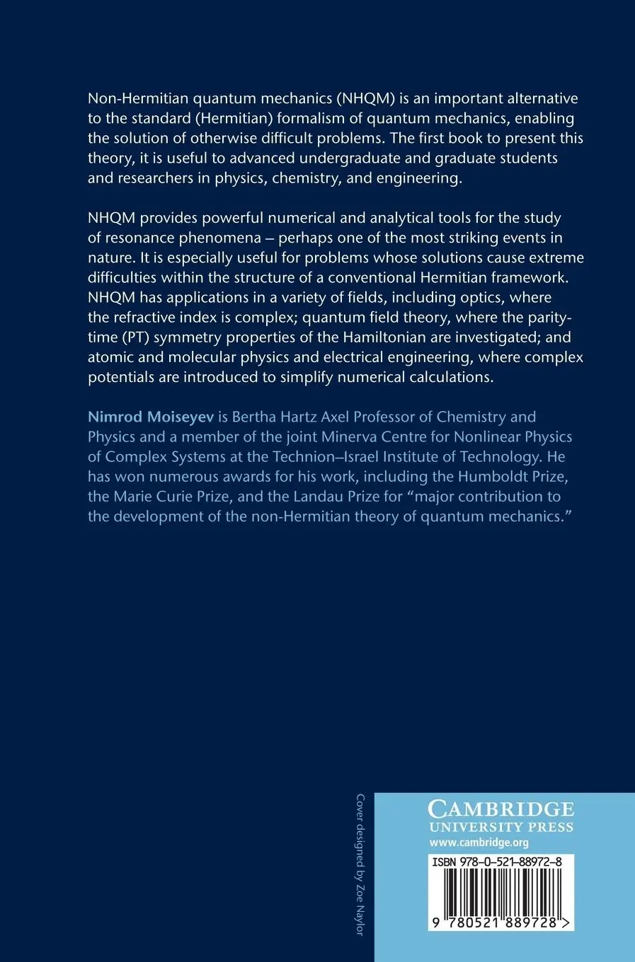 Rückseite: 9780521889728 | Non-Hermitian Quantum Mechanics | Nimrod Moiseyev | Buch | Englisch