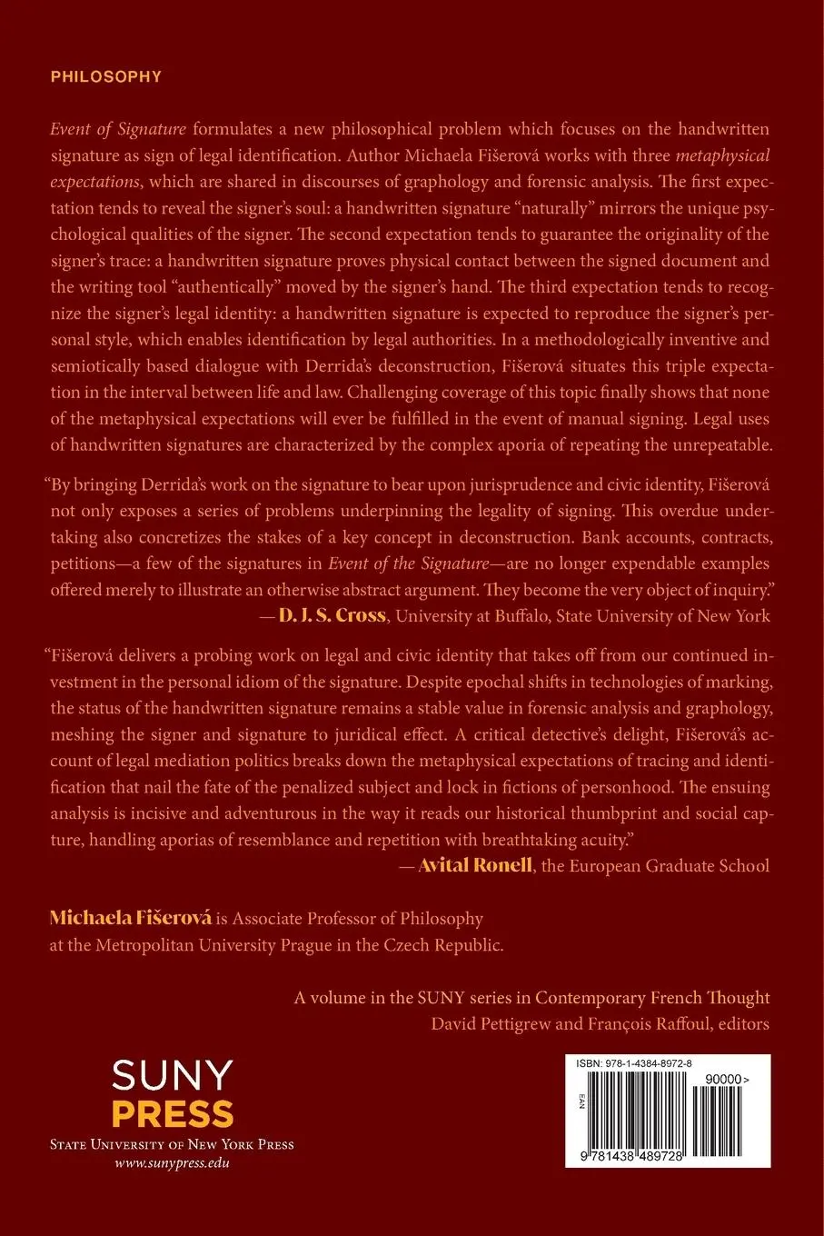 Rückseite: 9781438489728 | Event of Signature | Jacques Derrida and Repeating the Unrepeatable