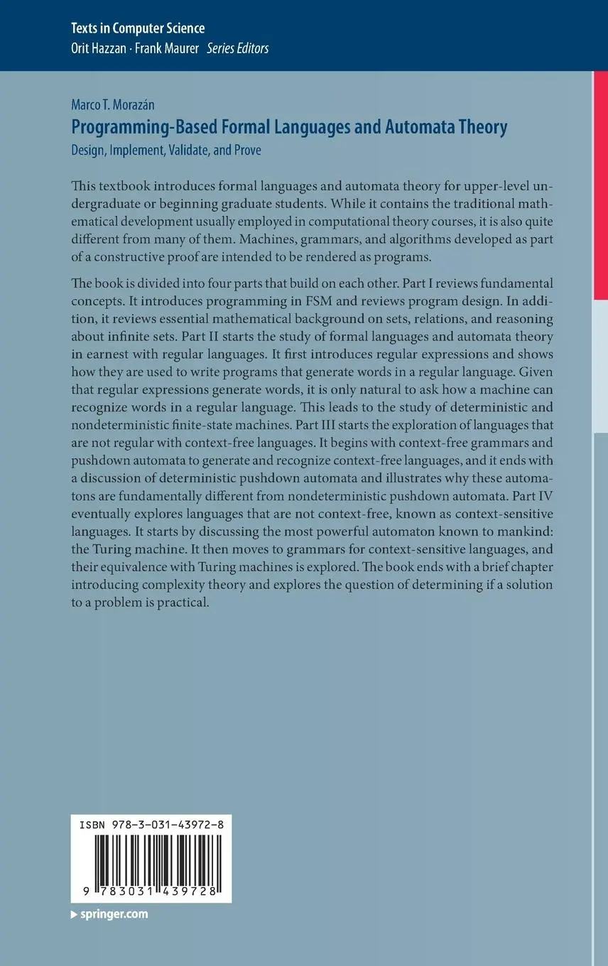 Rückseite: 9783031439728 | Programming-Based Formal Languages and Automata Theory | Morazán